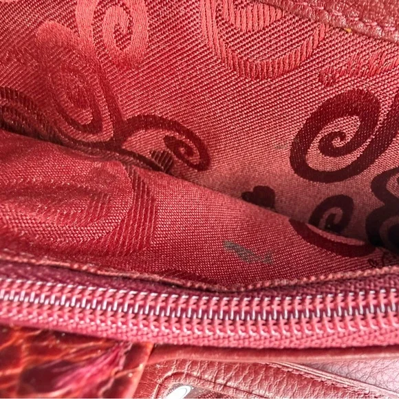 Y2k Brighton Red Leather Heart Wallet Crossbody Organizer Bag Coquette - Picture 4 of 5